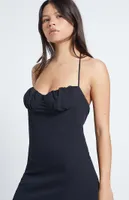 LA Hearts Bustier Tie Halter Mini Dress