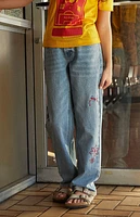 Pacsun Kids Medium Indigo Embroidered '90s Straight Jeans