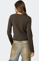 Edikted Distressed Ribbed Knit Sweater