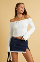 Beverly and Beck Denim Slit Eyelet Mini Skort
