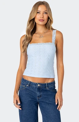 Edikted Virginia Lace Trim Eyelet Tank Top