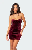 Cinnamon Velvet Cupped Mini Dress