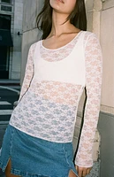 John Galt White Lace Long Sleeve Top