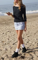 John Galt Black Boat Neck Long Sleeve Top