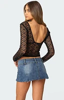 Edikted Sheer Lace V Neck Top