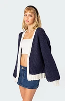 Edikted Contrast Chunky Knit Cardigan