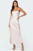 Edikted Vienna Open Back Satin Maxi Dress