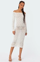 Lily Crochet Off Shoulder Midi Dress