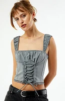 LA Hearts Kacey Lace Up Denim Top