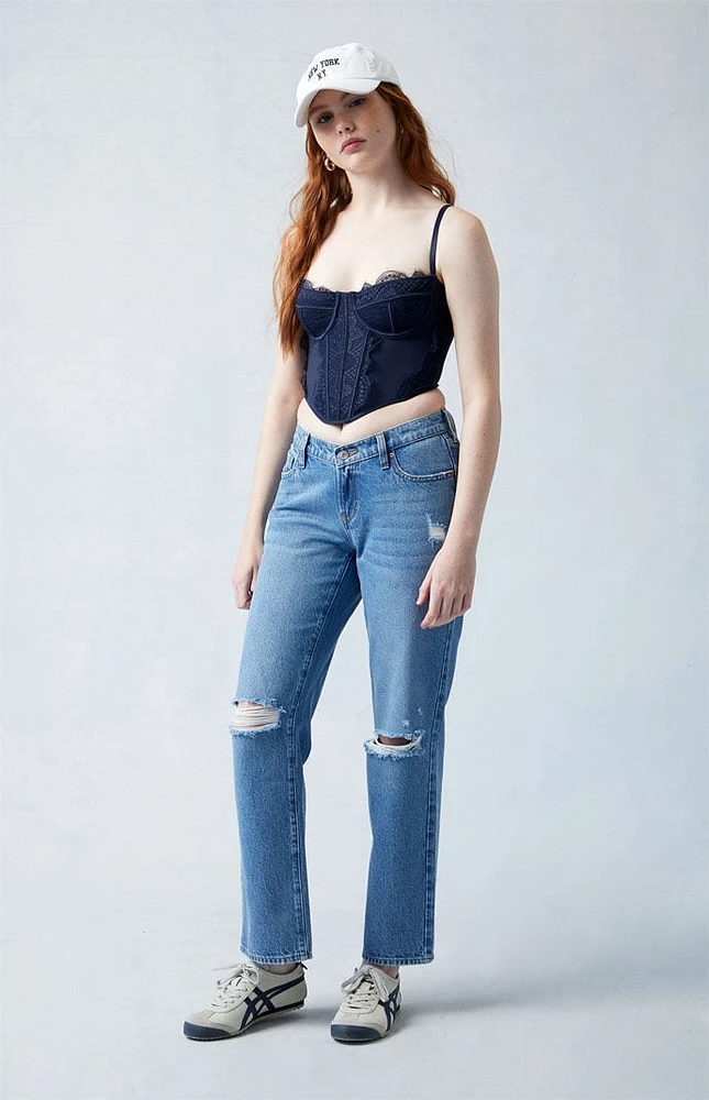 PacSun Eco Medium Indigo V-Dip Ripped '90s Straight Leg Jeans