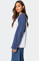 Edikted Oversized Raglan Long Sleeve T-Shirt