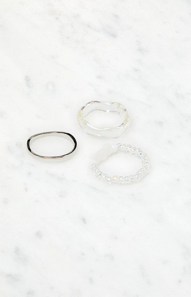 LA Hearts 3 Pack Clear Rings