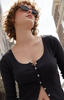 John Galt Black Zelly Long Sleeve Top