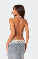 Edikted Sequin Crochet Open Back Top