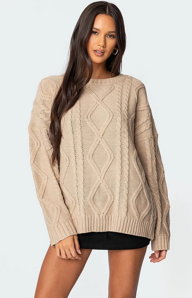 Edikted Kennedy Oversized Cable Knit Sweater