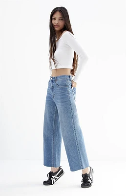 PacSun Nora Stretch Dark Indigo Cropped Wide Leg Jeans