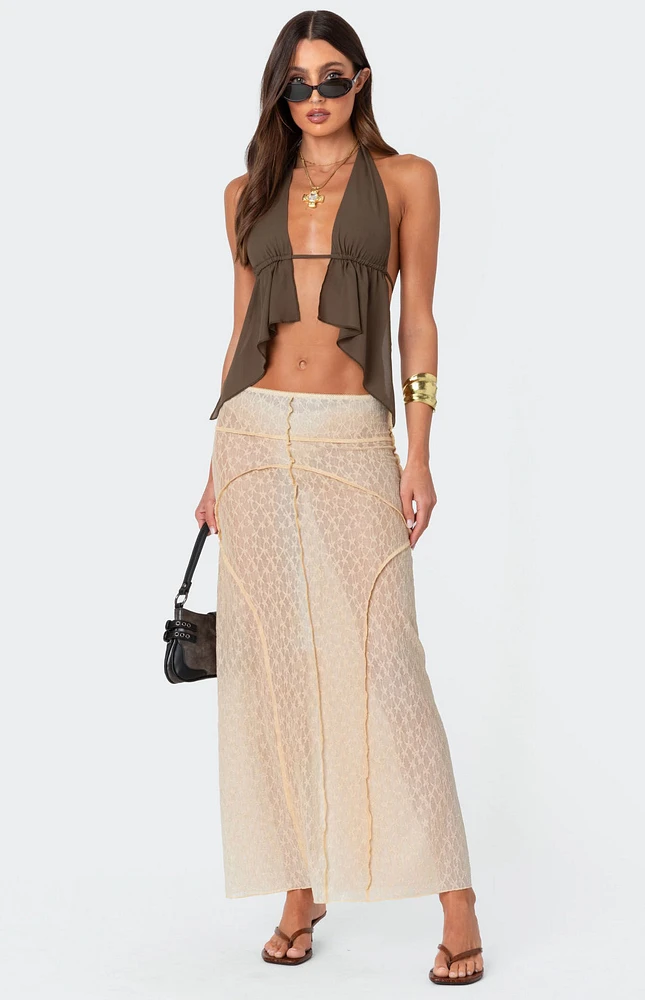 Edikted Inside Out Sheer Lace Maxi Skirt