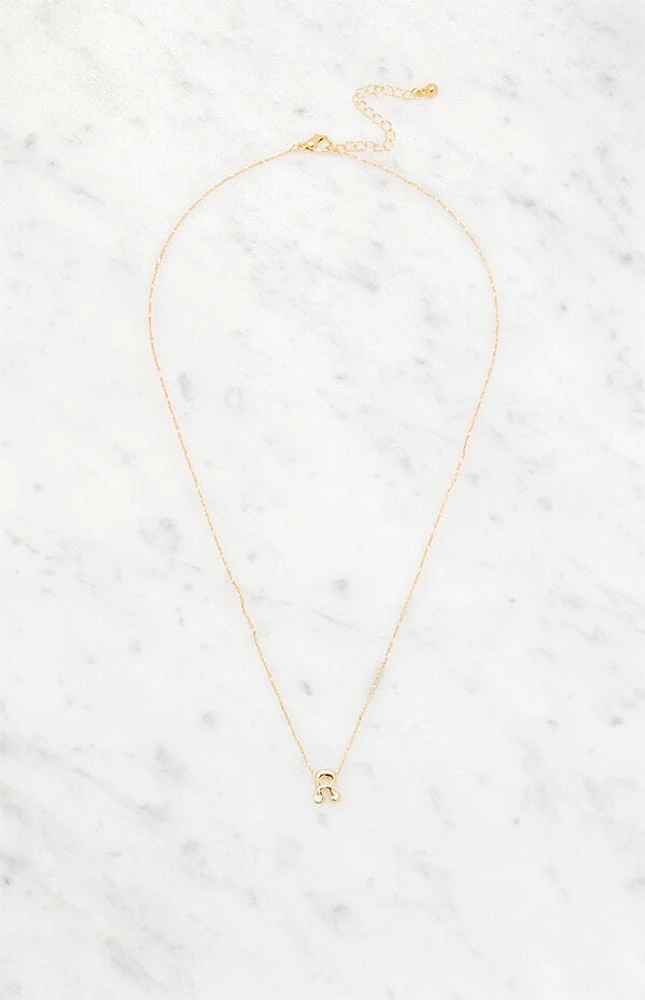 LA Hearts R Initial 14K Gold Plated Necklace
