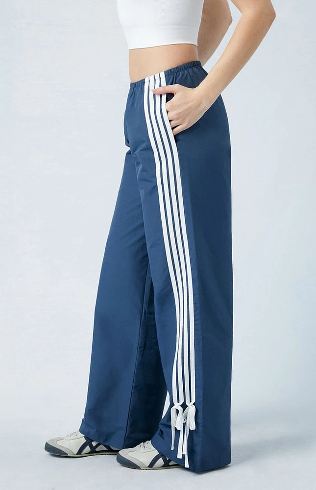 Navy Wide Leg Track Pants