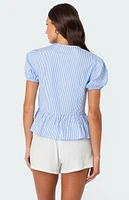 Edikted Puffed Sleeve Tie Front Top