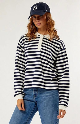 Daisy Street Knit Striped Rugby Shirt