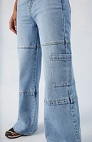 PacSun Light Indigo Grommet Dakota Mid Rise Baggy Jeans