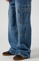 Pacsun Medium Indigo Extreme Baggy Cargo Jeans