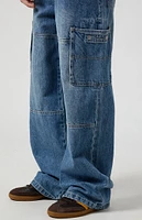 PacSun Medium Indigo Extreme Baggy Cargo Jeans