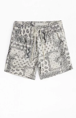 PacSun Cream Aaron Paisley Mesh Volley Shorts