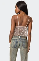 Edikted Sheer Sequin Babydoll Tank Top