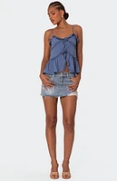 Edikted Juniper Tie Front Ruffled Tank Top