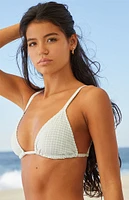 Salero Swim Plaid Textured Triangle Bikini Top