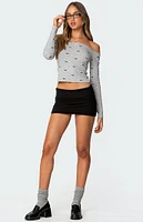 Edikted Ryna Bows and Dots Off Shoulder Top