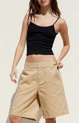 Pacsun Tan Fold-Over Relaxed Workwear Shorts