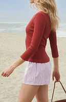 John Galt White & Red Keira Pajama Boxer Shorts