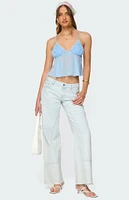 Edikted Ruffle Sheer Chiffon Babydoll Tank Top