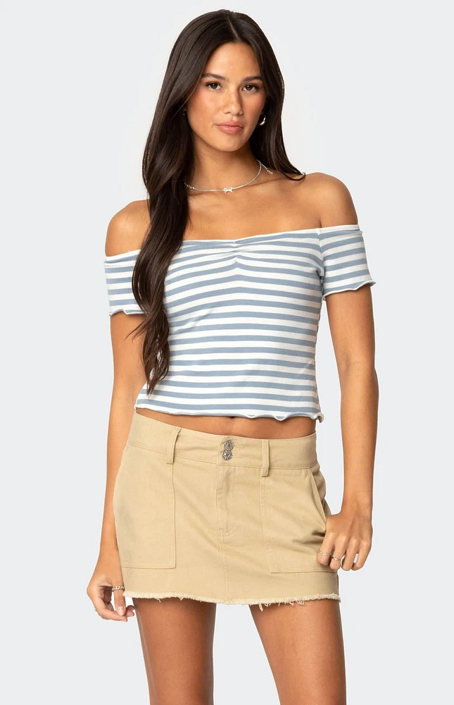 Edikted Shara Striped Off Shoulder Top