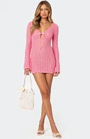 Edikted Brie Cut Out Crochet Mini Dress