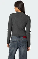 Edikted Mollie Collared Ribbed Knit Top