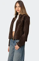 Edikted Memphis Studded Faux Suede Jacket