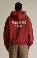 Fear of God Essentials Crimson Heavy Fleece Full Zip Hoodie