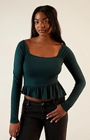 Est. PAC 1980 Asymmetrical Long Sleeve Babydoll Top