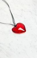 John Galt Red Heart Ribbon Necklace