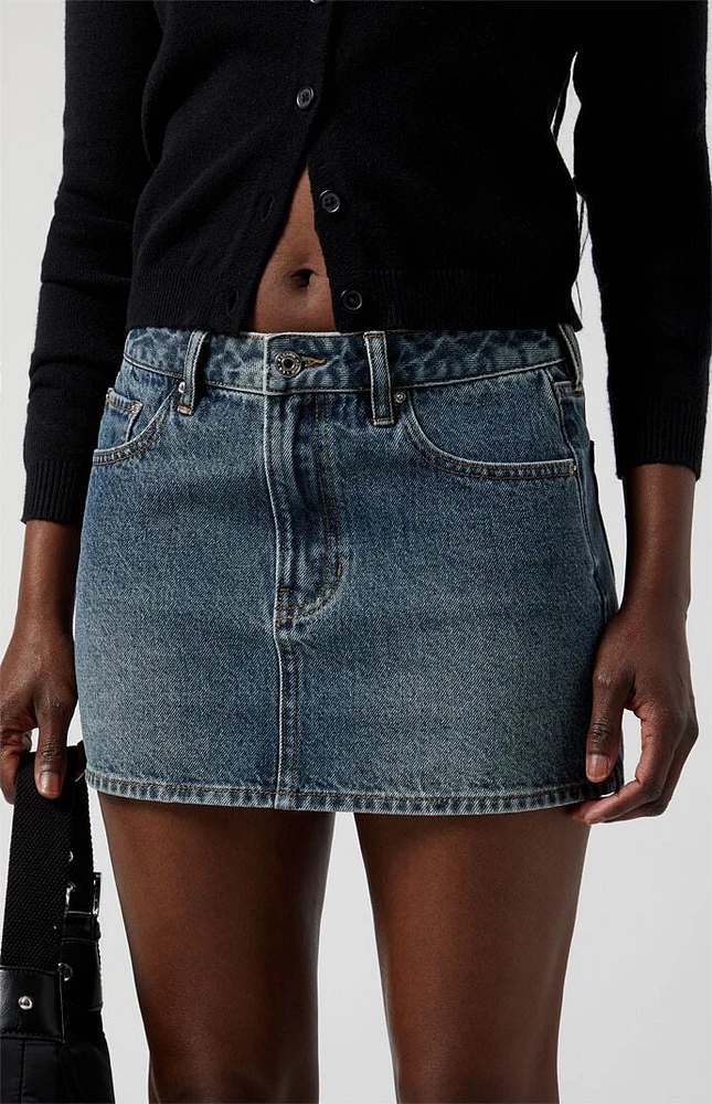 PacSun Dark Indigo Mid Rise Denim Mini Skirt