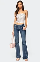 Edikted Mixed Floral Pointelle Tube Top