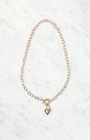 Puffy Heart Cable Chain Necklace