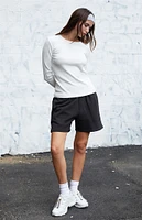 White Pointelle Long Sleeve Top