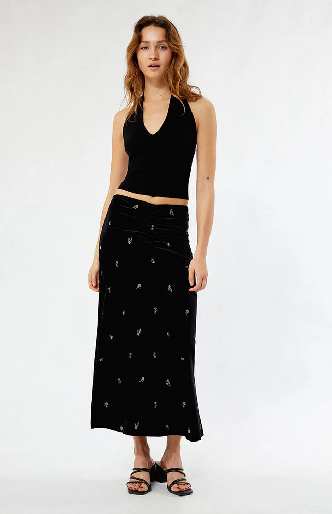 WEWOREWHAT Ruched Midi Skirt