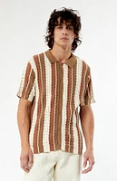 PacSun Tan Button Down Knit Polo Shirt