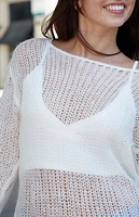 John Galt White Sheer Knit Sweater